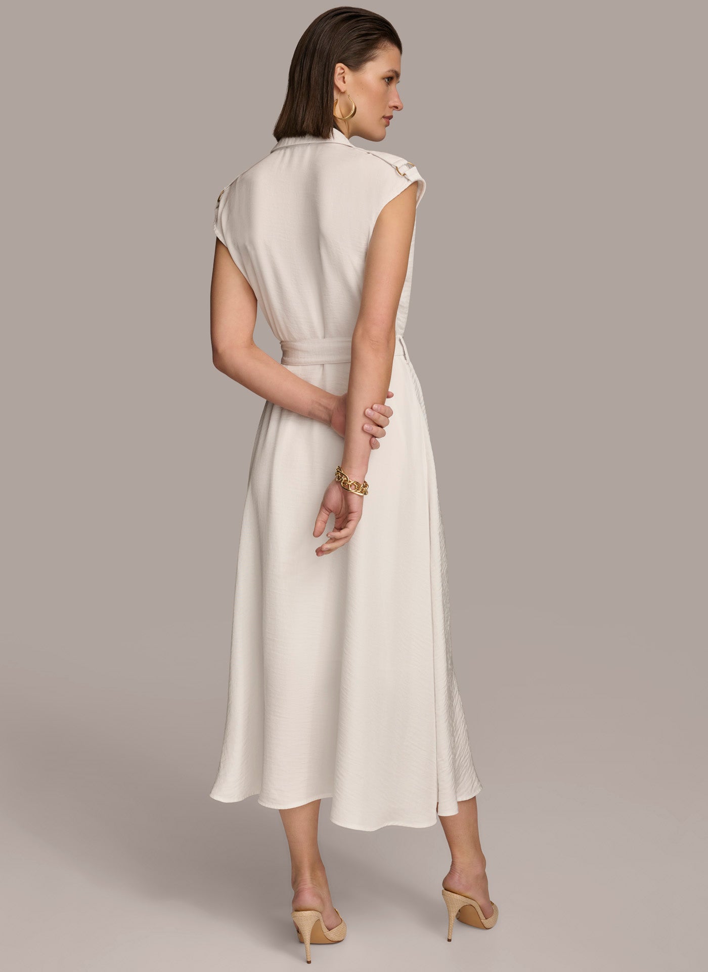 (image for) SOPHISTICATED BUTTON FRONT BELTED DRESS